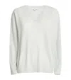 Vince Silk Blend V Neck Sweater In Sky Mist In Blue