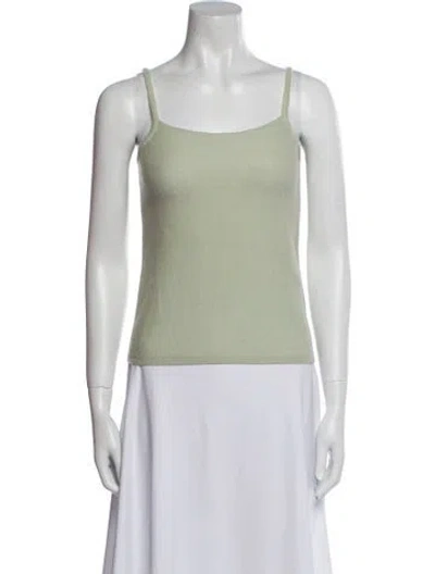 Pre-owned Vince Cashmere Square Neckline Sweater In Green