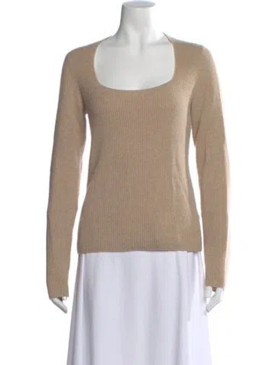 Pre-owned Vince Cashmere Square Neckline Sweater In Neutral