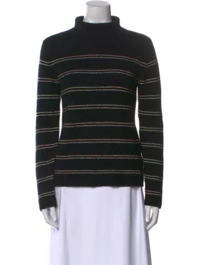 Pre-owned Vince Cashmere Striped Sweater In Black