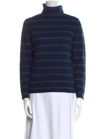 Pre-owned Vince Cashmere Striped Sweater In Blue