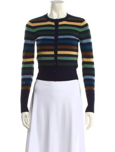 Pre-owned Vince Cashmere Striped Sweater In Blue