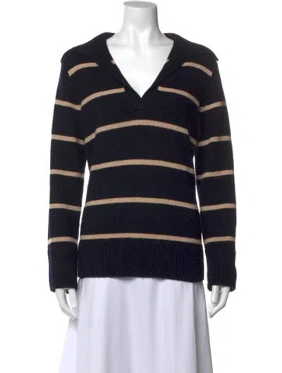 Pre-owned Vince Cashmere Striped Sweater In Blue