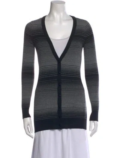 Pre-owned Vince Cashmere Striped Sweater In Gray