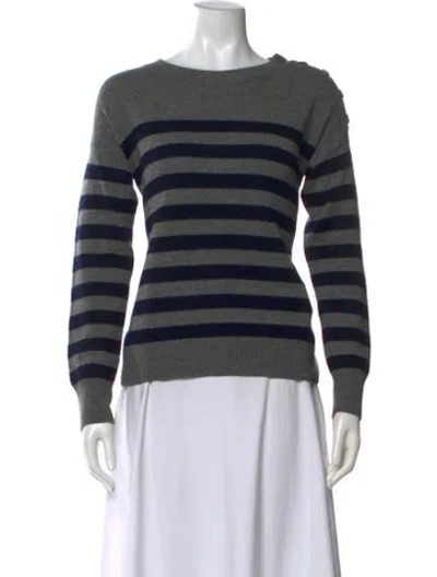 Pre-owned Vince Cashmere Striped Sweater In Gray