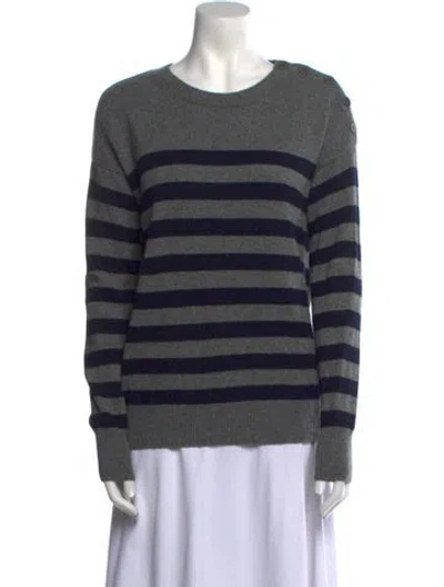 Pre-owned Vince Cashmere Striped Sweater In Gray