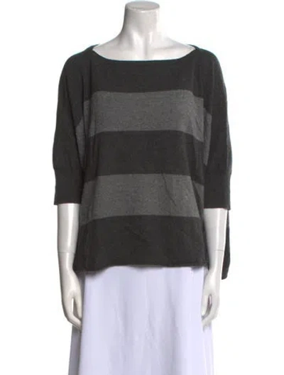 Pre-owned Vince Cashmere Striped Sweater In Gray
