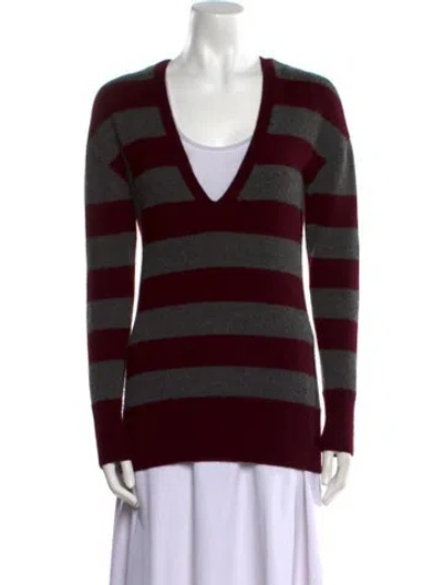Pre-owned Vince Cashmere Striped Sweater In Gray