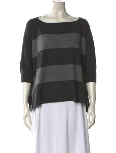 Pre-owned Vince Cashmere Striped Sweater In Gray