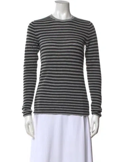 Pre-owned Vince Cashmere Striped Sweater In Gray