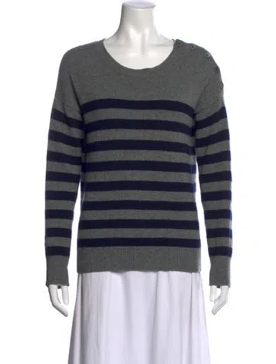 Pre-owned Vince Cashmere Striped Sweater In Gray
