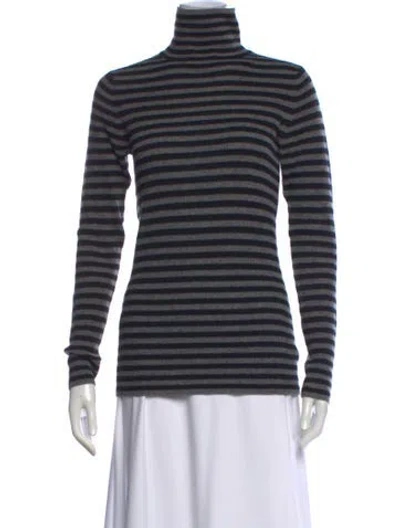 Pre-owned Vince Cashmere Striped Sweater In Gray
