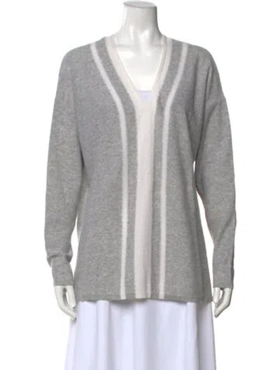 Pre-owned Vince Cashmere Striped Sweater In Gray