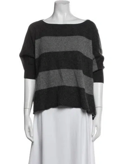 Pre-owned Vince Cashmere Striped Sweater In Gray