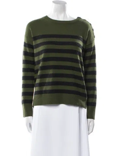 Pre-owned Vince Cashmere Striped Sweater In Green
