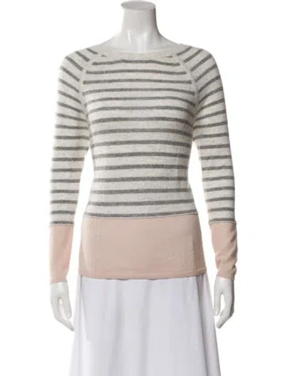 Pre-owned Vince Cashmere Striped Sweater In Grey/white