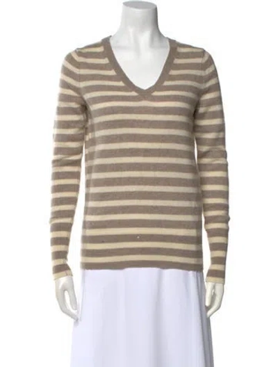 Pre-owned Vince Cashmere Striped Sweater W/ Tags In Neutral