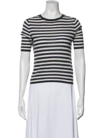 Pre-owned Vince Cashmere Striped Sweater In White