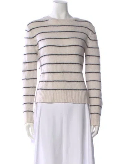 Pre-owned Vince Cashmere Striped Sweater In White