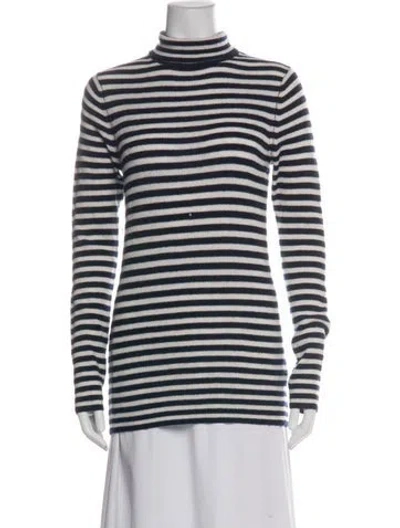 Pre-owned Vince Cashmere Striped Sweater In White