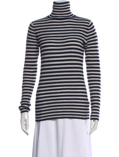 Pre-owned Vince Cashmere Striped Sweater In White