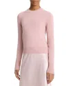 Vince Soft Cashmere Crew-neck Sweater With Ribbed Cuffs In Gray