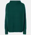 Vince Boiled Cashmere Funnel Neck Pullover In Green