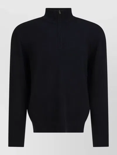 Vince Cashmere Sweater Half Zip High Collar In Blue