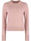 Vince Soft Cashmere Crew-neck Sweater With Ribbed Cuffs In Pink