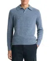 Vince Cashmere Donegal Johnny Collar Sweater In Heather Evening Mist