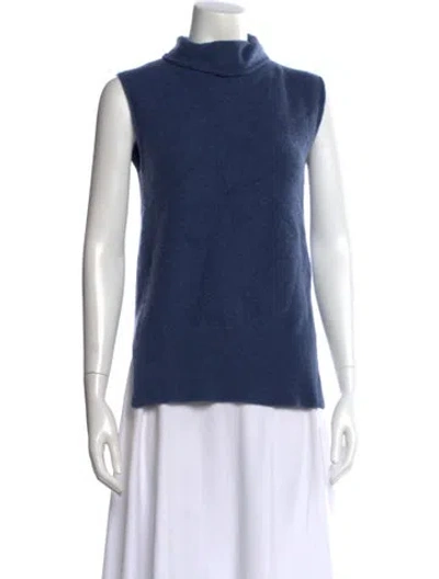 Pre-owned Vince Cashmere Turtleneck Sweater In Blue