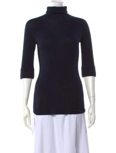Pre-owned Vince Cashmere Turtleneck Sweater In Blue