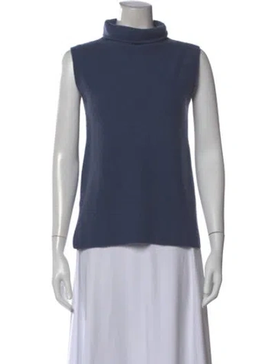 Pre-owned Vince Cashmere Turtleneck Sweater In Blue