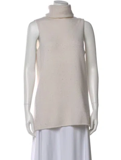 Pre-owned Vince Cashmere Turtleneck Sweater In White