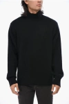 Vince Cashmere Turtleneck Sweater With Ribbed Edges In Black