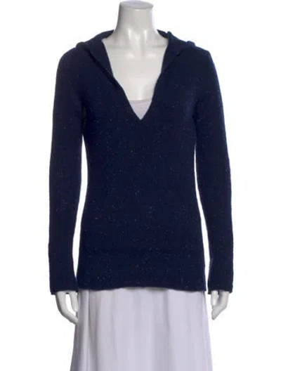 Pre-owned Vince Cashmere Tweed Pattern Sweater In Blue
