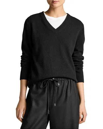 Vince Cashmere V Neck Sweater In Black