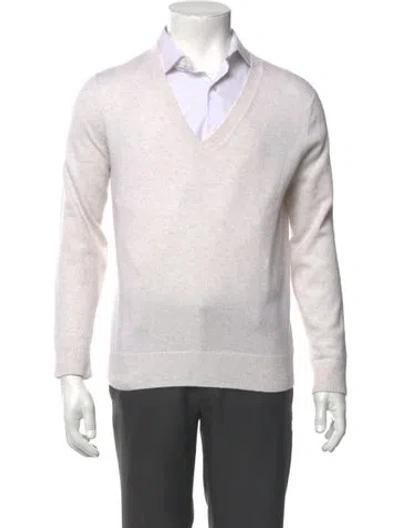 Pre-owned Vince Cashmere V-neck Polo Sweater In Neutral