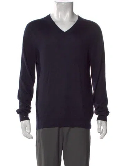Pre-owned Vince Cashmere V-neck Pullover In Blue