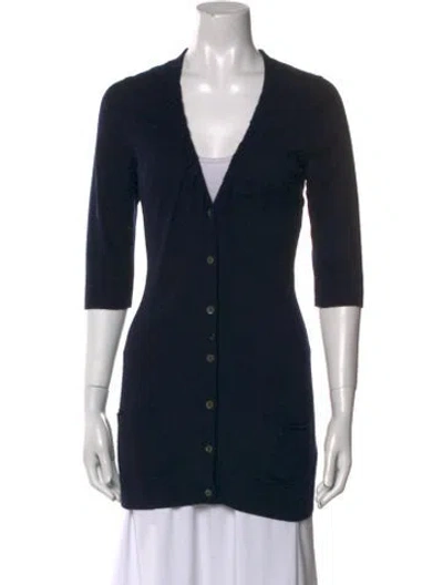 Pre-owned Vince Cashmere V-neck Sweater In Blue
