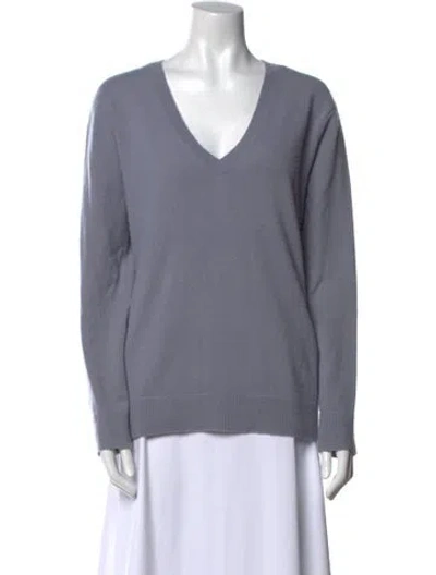 Pre-owned Vince Cashmere V-neck Sweater In Blue