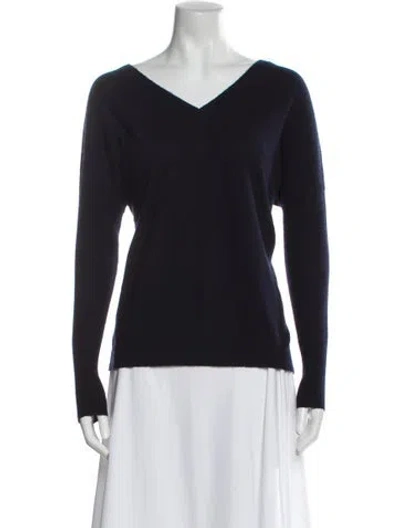 Pre-owned Vince Cashmere V-neck Sweater In Blue