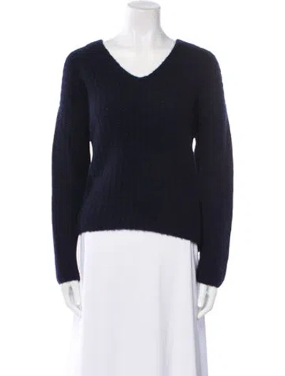 Pre-owned Vince Cashmere V-neck Sweater In Blue