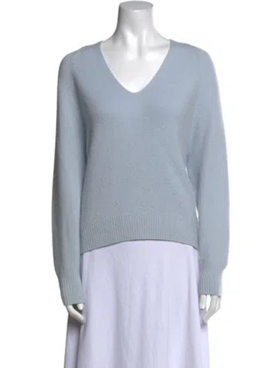 Pre-owned Vince Cashmere V-neck Sweater In Blue