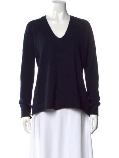 Pre-owned Vince Cashmere V-neck Sweater In Blue