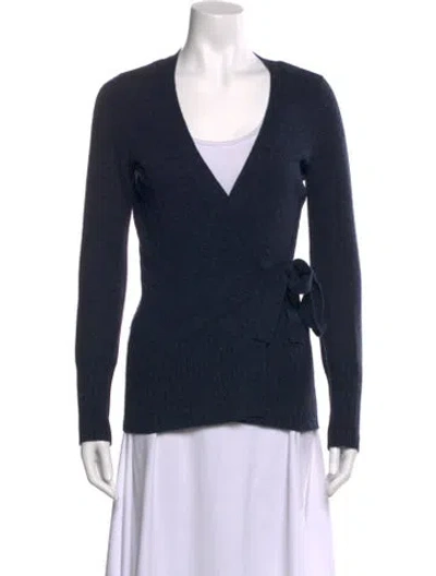 Pre-owned Vince Cashmere V-neck Sweater In Blue