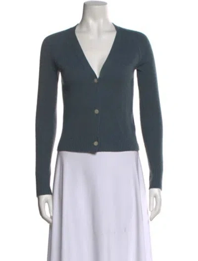 Pre-owned Vince Cashmere V-neck Sweater In Blue