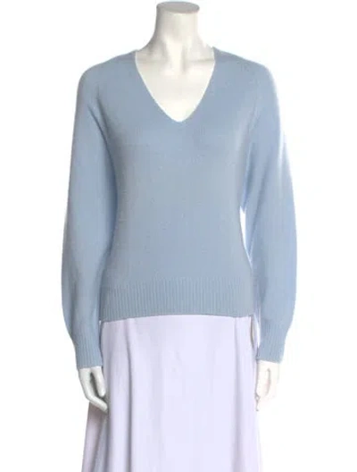 Pre-owned Vince Cashmere V-neck Sweater In Blue