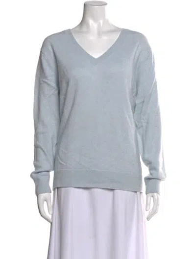 Pre-owned Vince Cashmere V-neck Sweater In Blue