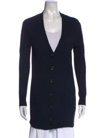 Pre-owned Vince Cashmere V-neck Sweater In Blue